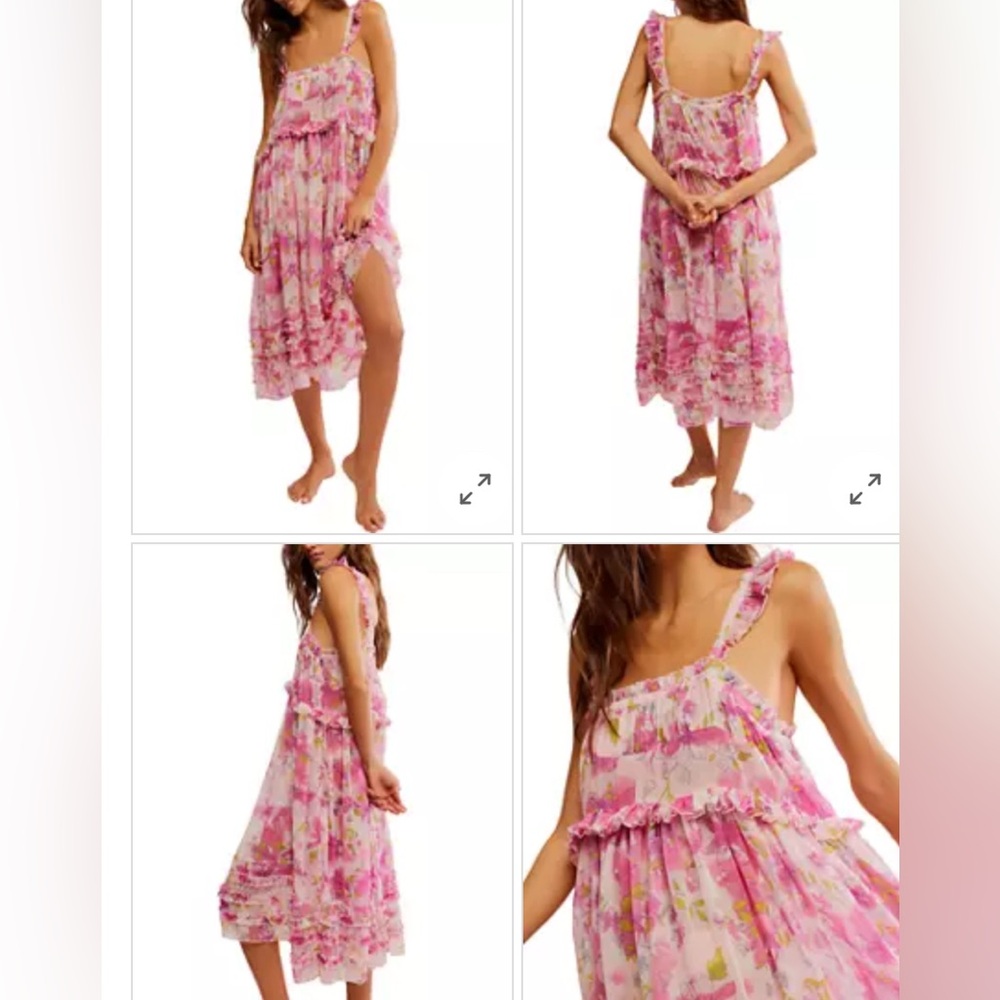 Free People Moon Phase Midi Pink Floral Dress